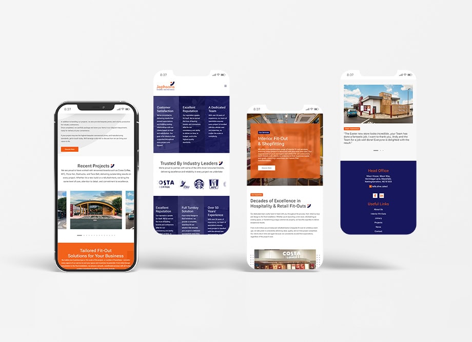 Mobile Phone mockup of a new website buiult by caroline cox marketing